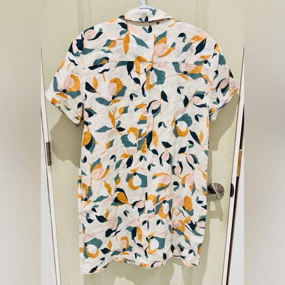 NWT Rachel Zoe 100% Linen Floral Boho Button Up Beach Wear Midi Shirt Dress - Picture 2 of 6